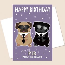 Funny Pug Card – Pugs in Black