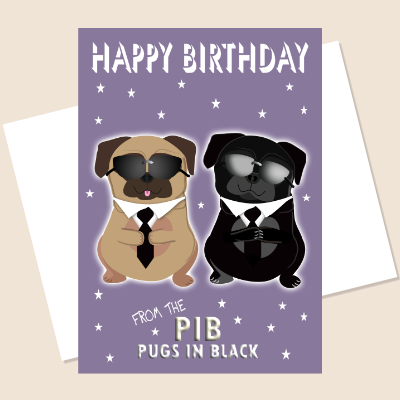 Pugs In Black Greeting Card