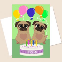 Pug Birthday Card – Husband