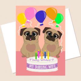 Pug Birthday Card – Wife
