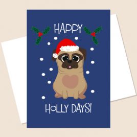 A5 Happy Holly Days Greeting Card