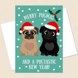 A5 Merry Pugmas Christmas Card