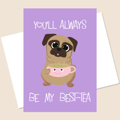 Pug Best-Tea Greeting Card