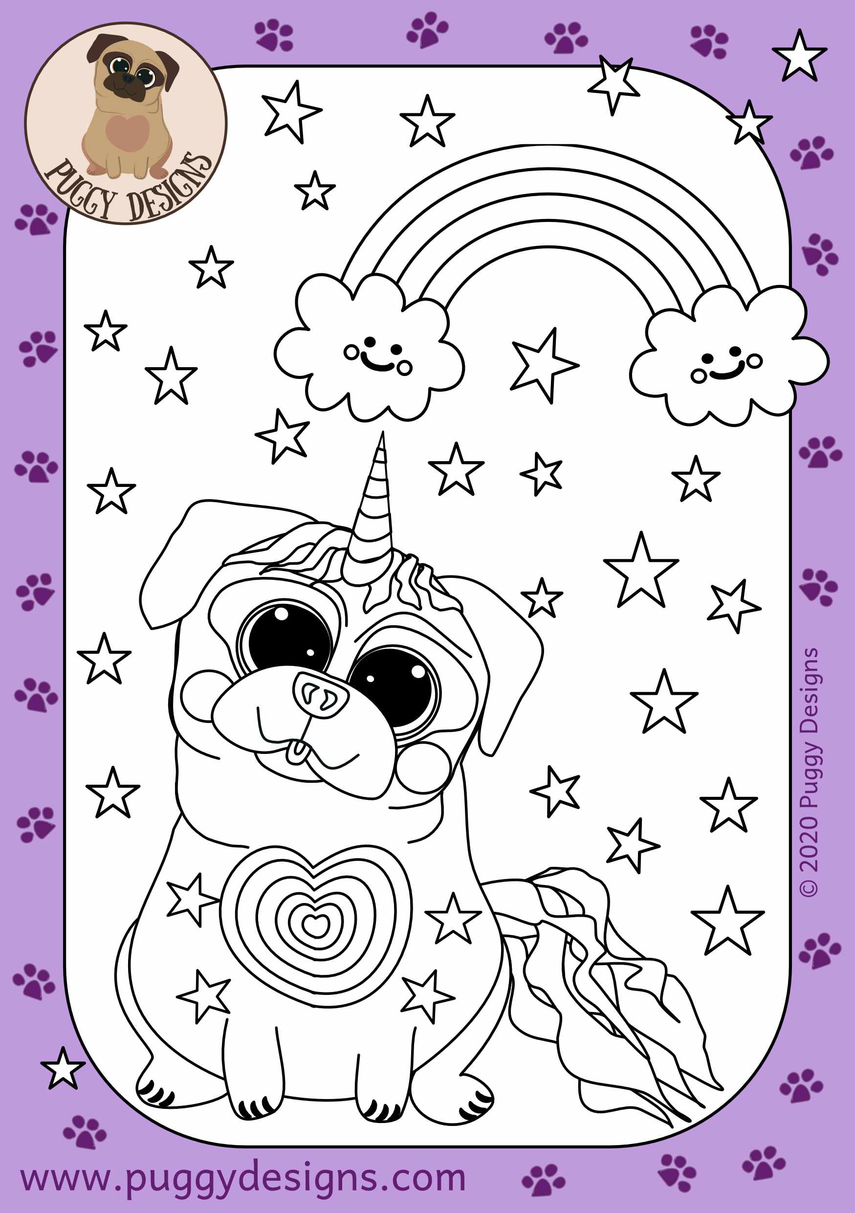 pugicorn coloring page
